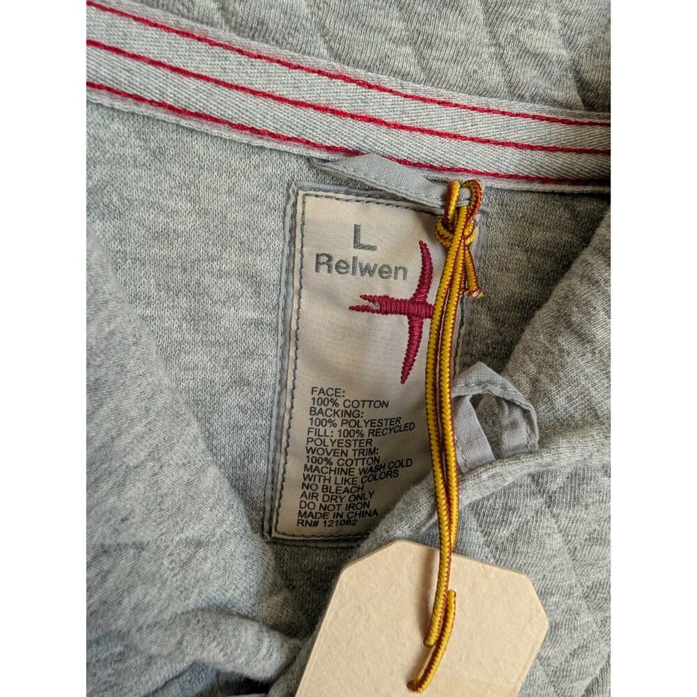 NWT Relwen Quilted Sweatshirt Men Large Light Gray Bubble Knit Shawl Long Sleeve - Picture 4 of 4
